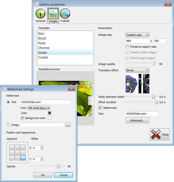 Templates window : Bootstrap Slider Maker